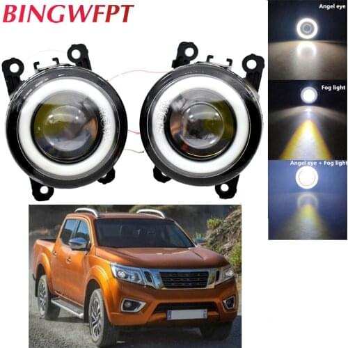 1Pair Front Bumper H11 LED Fog light Angel Eye 12V For Nissan Navara Note Pathfinder Pixo Armada Interstar