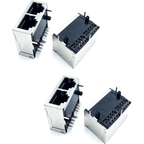10Pcs Sample 1x2 59 Series Female RJ45 Ethernet Network LAN PCB Socket Connector Jack