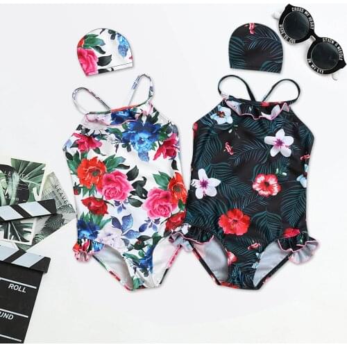 2021 Bikini Baby Girl Toddler Kids Baby Girls Floral Strap One-piece Swimsuit Bathing Beach Swimwear Kids Swimwear For Girls