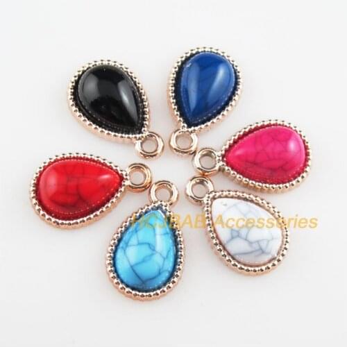 24 New Teardrop Mixed Charms Acrylic Eyes KC Gold Color Pendants 13x21mm