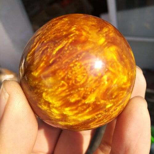 50MM GOLD SEA WILLOW CORAL SPHERE BALL ORB SPECIMEN healing