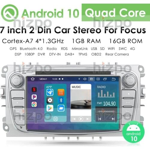7'' 2 Din Android 10 Car Radio GPS Navigation For Ford Mondeo S-max Focus C-MAX Galaxy Fiesta transit Fusion Connect kuga WIFI