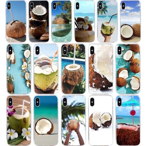 255H Coconut on the beach Soft Silicone Tpu Cover phone Case for iphone 5 5s se X XR XS Max case