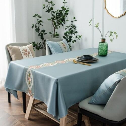 European Classical Embroidered Tablecloth Pure Color Jacquard Tablecloth Rectangular Tea Table TV Cabinet Decoration Tablecloth