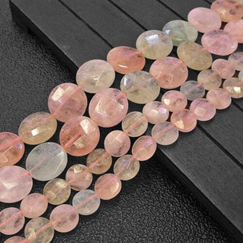 10-16mm Faceted Coin Button Morgan Natural Stone Beads For Jewelry Making Beads Bracelets 15'' Needlework DIY Beads Trinket
