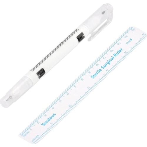 Surgical Skin Marker Twin Head Pen Ruler Tattoo Piercing Permanent Eyebrow