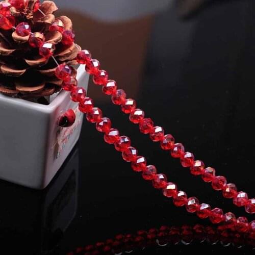 Hot Red AB Color Crystal DIY Jewelry Beads 2/4/6/8/10mm Cute Faceted Flat Round Glass Beads for Handmade Jewelry Bracelet Making