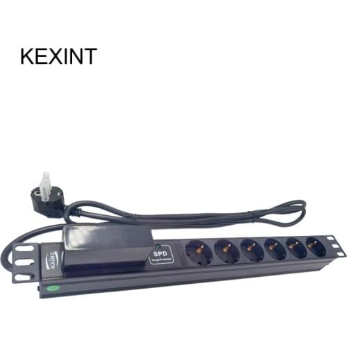 KEXINT 19-inch 1U 6-unit PDU network cabinet rack European standard socket switch EU power distribution board 2m plug cable