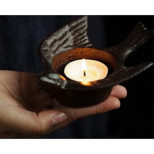 Creative Bird Shape Cast Iron Candle Holder Home Decoration Candlestick Vintage Ornaments Crafts Storage Ashtray Art Gifts Decor