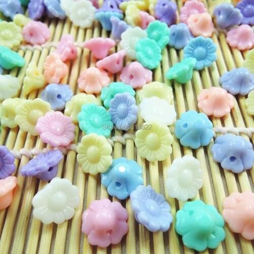 Hot New Assorted Color beads, flower Acrylic Bead, 12*7mm 200pcs Kids Children DIY Jewelry Making Materials
