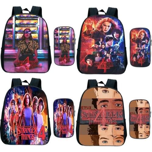 Stranger Things 4 Kindergarten Backpack 2pcs Set Pencil Case School Bags Preschool Rucksack For Girls Boys Bookbag Daily Mochila