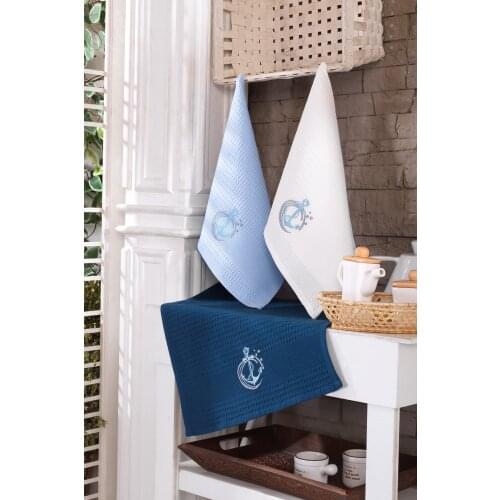 3pcs Turkish Towel Set Kitchen Towel | 40x60 cm Hand Towel Set | Embroidered quick Dry Highly Absorbent Turkish Kitchen Towels