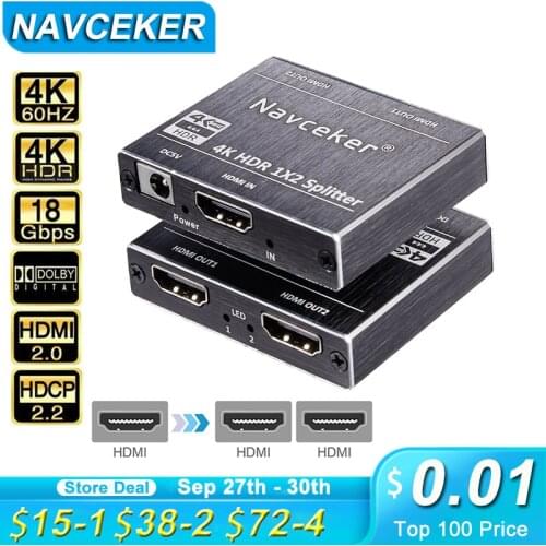 New 4K 60Hz HDR HDMI 2.0 Splitter 1x2 Splitter HDMI 2.0 4K Support HDCP 2.2 UHD HDMI Splitter 2.0 Switch Box For PS4 Projector