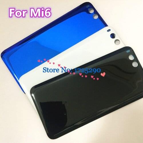 New High Quality Glass Battery Door Housing Back Rear Cover case For Xiaomi 6 Mi6 M6 MCE16 Glue Sticker