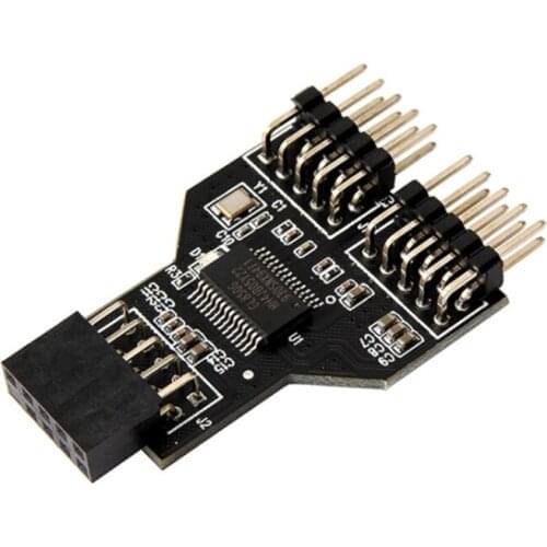 Direct-in USB2.0 Motherboard 9 pin to Double 9 pin Water Cooled RGB Lamp Fan Computer Connectors Cable