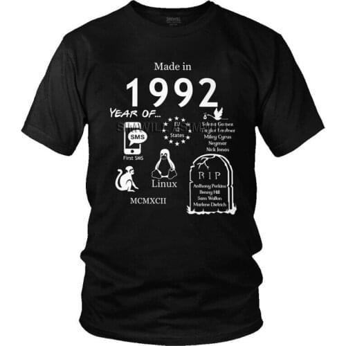 Made In 1992 T-shirt Men Fashion T Shirts Short Sleeve 29 Years Old 29th Birthday Tshirt Cotton Tee Top Clothing