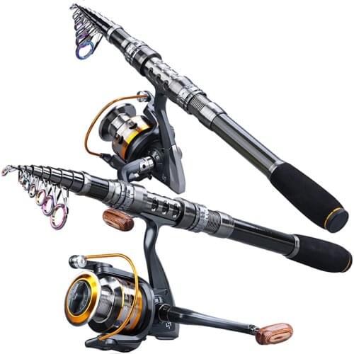 Sougayilang 1.8M-3.3M Telescopic Fishing Rod and 11BB Metal Body 5.2:1 Ratio Spinning Fishing Reel Rock Carp Fishing Tackle Set