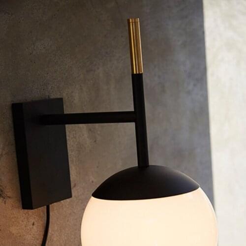 Modern style E27 LED wall lamps Nordic glass ball wall lights for passage corridor Bedroom bedside lamp Wall Sconces AC85-265V