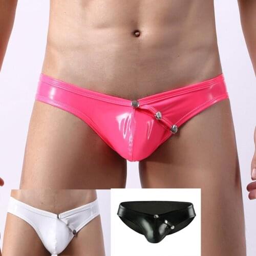 Soft PU Men briefs Sexy Ultra-thin underwear male Low Waist Breathable Solid Color Elastic Underpants Briefs Pouch Underpants