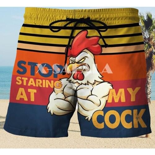 Funny Rooster Cute 3D Print Mens Shorts Unisex Streetwear Elastic Waist Shorts Summer Beach Harajuku Casual Drawstring