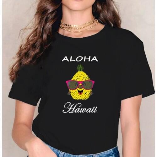 Aloha Hawaii Graphic Tees 2021 Vacation Tropical Tops Women Funny Tshirt Oversized Streetwear Top Travel Style Harajuku
