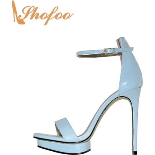 Women Blue Black Nude Summer Platform Sandals 2021 Extreme High Heel Gladiator Sandalias Feminina Mujer Shoes Size 33 Shofoo