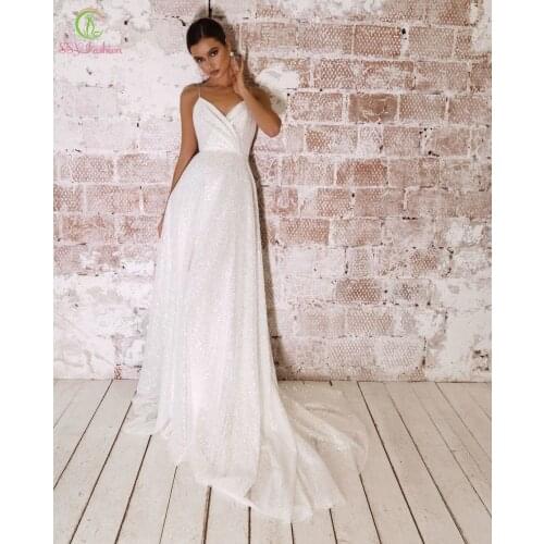 SSYFashionn New White Sexy Evening Dress for Women V-neck Backless Simple Sequins Beach Party Formal Gowns Vestidos De Noche