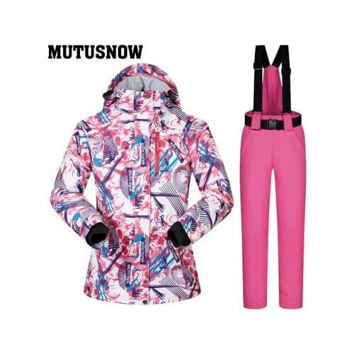 Winter Suit Women Ski Suit Snowboard Jacket Pant Super Warm Female Windproof Waterproof Outdoor Sport Wear Hooded Skiing Coat
