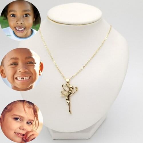 Tooth Fairy Angel Pendant Necklace Children Baby Teeth Growth Gift Souvenir Crafts Crafts Decoration Child Tooth Exchange Gift
