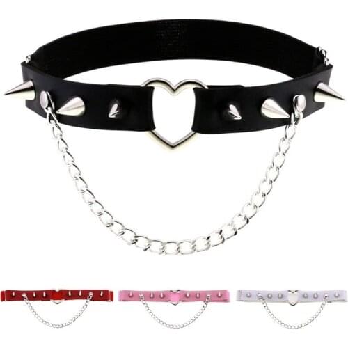 2021 Party Harajuku Bondage Rivet PU Leather Leg Chain Women Girls Body Jewelry Metal Tassel Goth Punk Love Couple Festival Gift