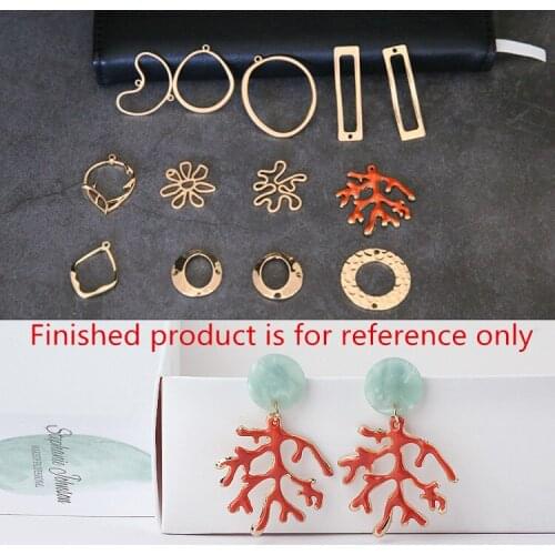 Diy jewelry making 30pcs/lot geometry rounds/flowers/Polygon shape alloy floting locket charms fit earring/garment accessory