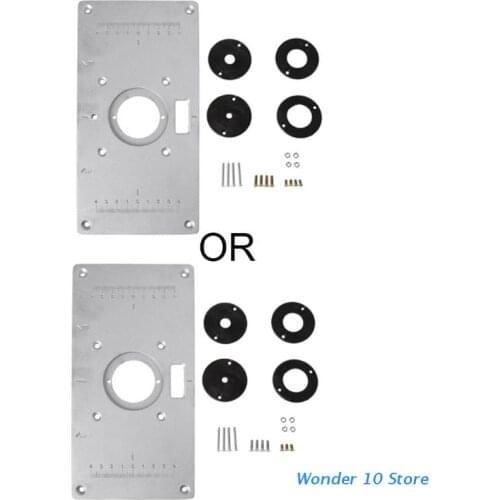 97BB Aluminum Router Table Insert Plate w/ 4 Rings Screws For Woodworking Benches