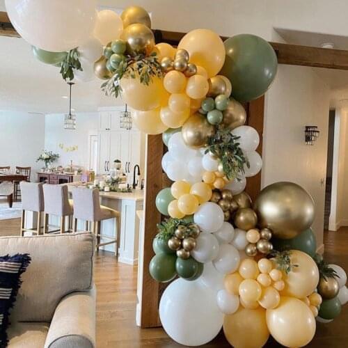 125Pcs Bean Green Apricot Balloon Arch Garland Kit Gold Chrome Latex Ballons Wedding Decoration Kids Birthday Party Supplies