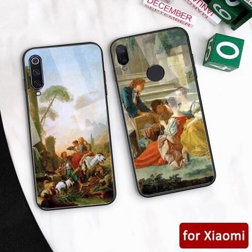 For redmi K20 case glass back cover western art note 5 case for Xiaomi mi 5 5s 6 6x Redmi Note 5 6 7 Mi Max 3 Mi play K20 pro