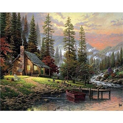Digital Canvas Painting Acrylic Oil Painting Kit to Draw Adult and Childrens Painting Pictures By Number Forest Lodge