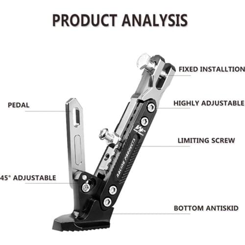 CNC Aluminum Alloy Adjustable Kickstand Foot Side Stand for Motorcycle Universal Motorcycle Accessories