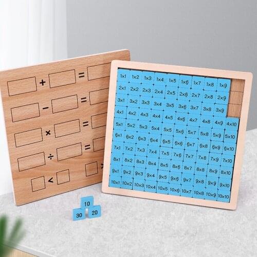 Wooden Montessori educational toy double-sided 1-100 Digital Multiplication table arithmetic toys for Children