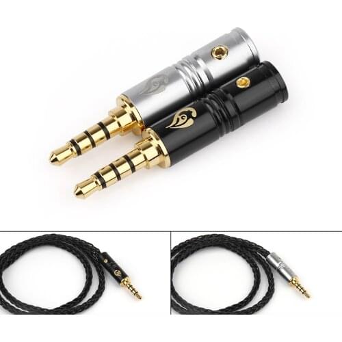 Jack 3.5 Male Connector 4 Pole Gold Plating 3.5mm Audio Plug Adapter 6mm Tail Hole Speaker Cable Connectors Headphone Minijack