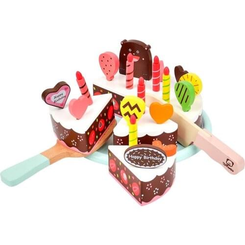 ToyWoo Roleplay Toys Cake Cutting Toys Cutting Fruit Chocolate Matcha Birthday Cake for Boys and Girls Toy Set