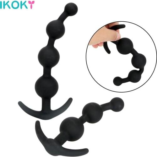 IKOKY Anal Bead Stimulators Sex Toys for Women Men Masturbator Butt Plug Prostate Massager Sex Products Anal Plug Soft Silicone