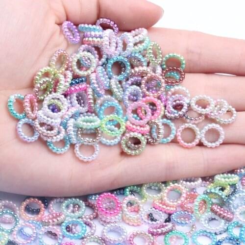 Imitation Pearl Art Resin Rhinestones Circle Rainbow 10mm 1000pcs Flatback DIY Crafts Jewelry Making Wedding Decoration