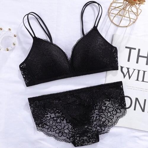 2018 padded lingerie set lace bra set push up bra transparent panties sexy bralette set womens underwear set