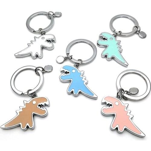 Cute Cartoon Metal Multi-Color Small Dinosaur Key Chain Mens And Womens Car Kawaii Key Ring Accessories Birthday Gift