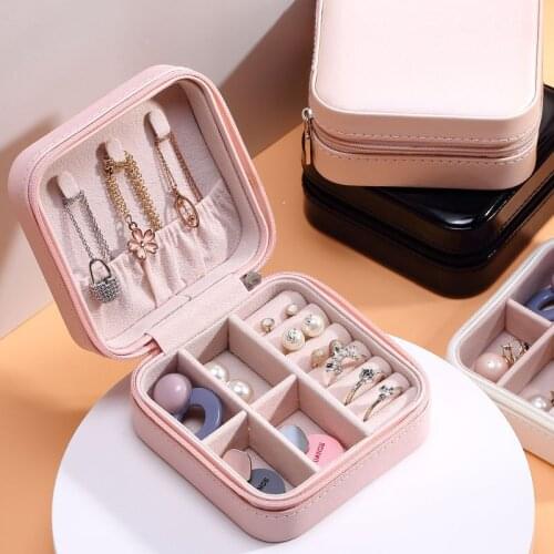 Pu Leather Travel Jewelry Organizer Jewelry Display Korean Style Earrings Plate Jewelry Box Multi-function Jewelry Storage Box