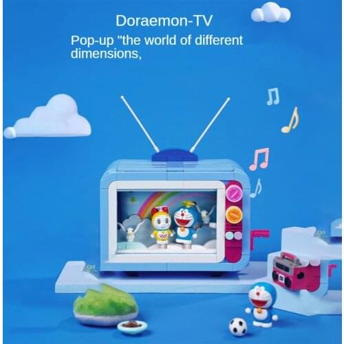 Doraemon TV + Bus Model Building Blocks DIY Set Building Blocks Classic Set Childrens Birthday Gift Toy Gift