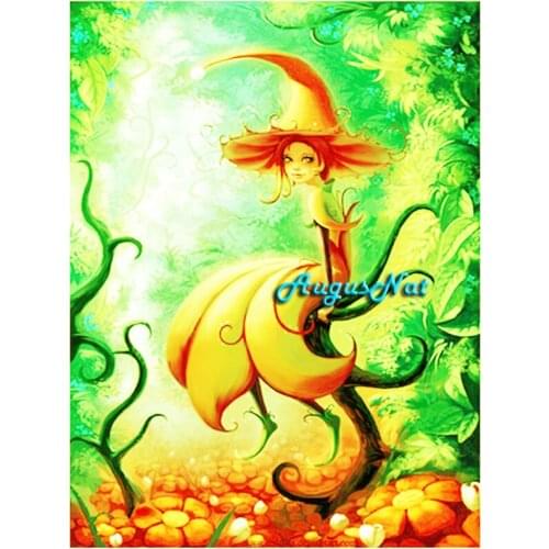 Cartoon diamond painting full drill witch wall art halloween decoration diamond dots pictures wonderland diamont sticker anime