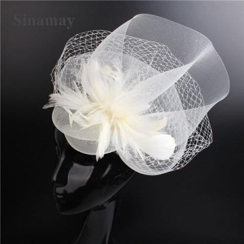 Wedding Mesh Bride Fascinator Hats Hairpin Women Formal Dress Headwear Cocktail Race Hair Accessories Ladies Headwear Hair Clip