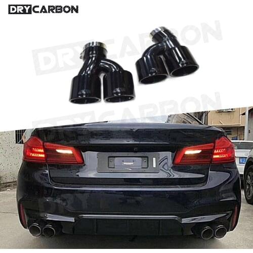 High Quality Stainless Steel 4 - Exhaust Rear Muffler Tip End Pipe 2pcs/set for BMW 5 Series G30 G38 M5 2017-2019