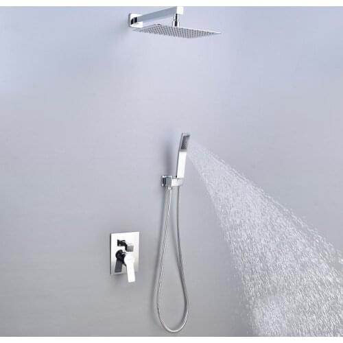 Wall Mount Bathroom Rain Waterfall Shower Faucets Set Concealed Chrome Shower System Bathtub Shower Mixer Faucet Tap