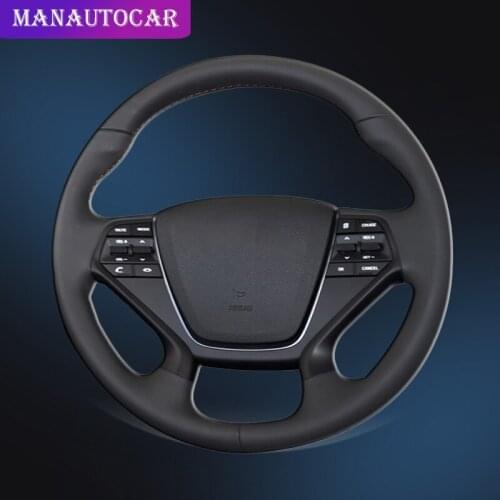 Car Braid On The Steering Wheel Cover for Hyundai Sonata 9 2015 2016 2017 (4-Spoke) Auto Braid Steering Wheel Cover Car-styling